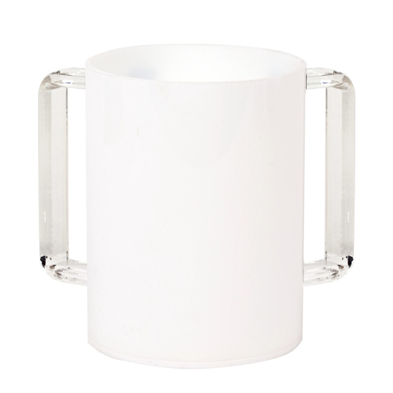 A & M Judaica Acrylic Washing Cup Clear Handles 5"