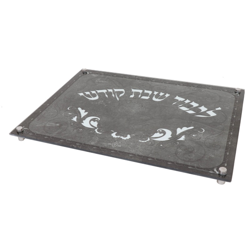 Glass Challah Board Gray Marble
