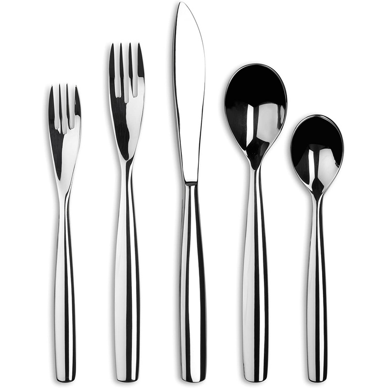 Ginkgo International Charlie 42-Piece Stainless Steel Flatware Place Setting, Service for 8 Plus 2-Piece Hostess Set