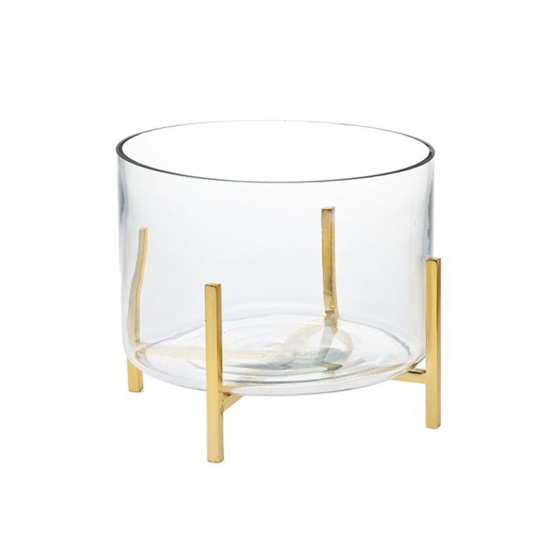 Godinger Gold Square Wire Glass Salad Bowl
