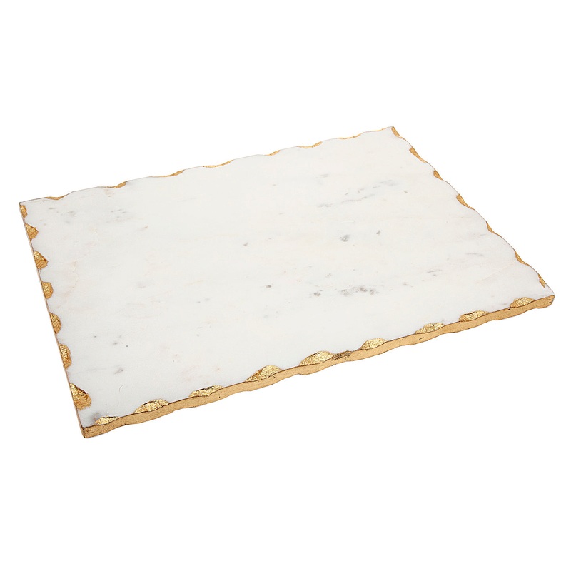 Godinger White Marble Challah Board with Gold Trim