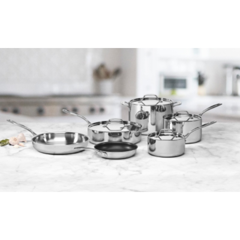 CUISINART CUSTOM-CLAD 5-PLY STAINLESS STEEL 10 PIECE COOKWARE SET
