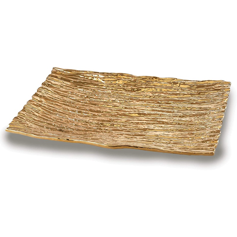 Leeber Elegance Tree Bark Porcelain Serving Tray, 15.5"