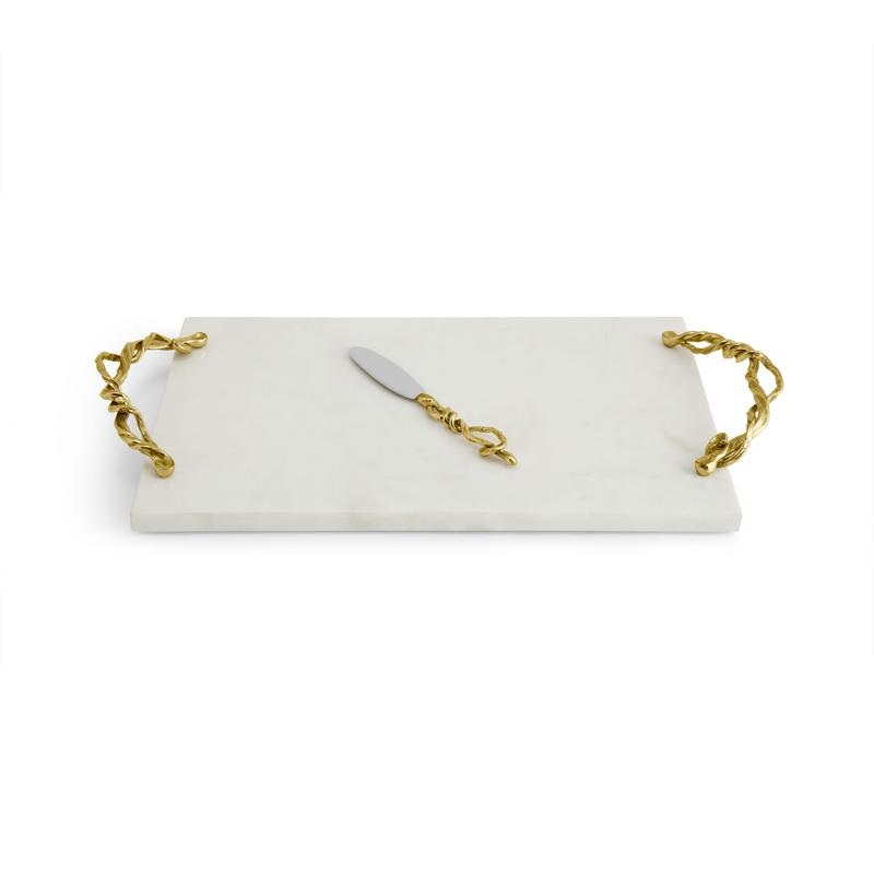 Michael Aram Wisteria Gold Cheese Board, with Knife