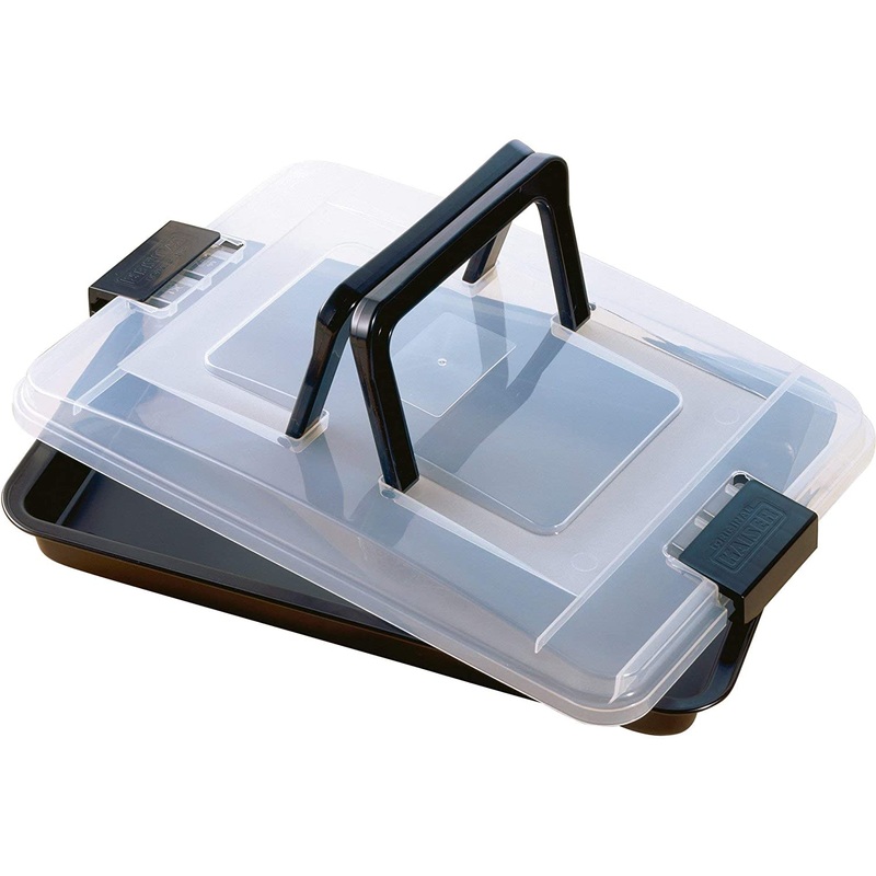 Kaiser Bake & Take Baking pan with lid 16.5x11.41in, 43 x 29.7 x 43 cm, Black/Transparent