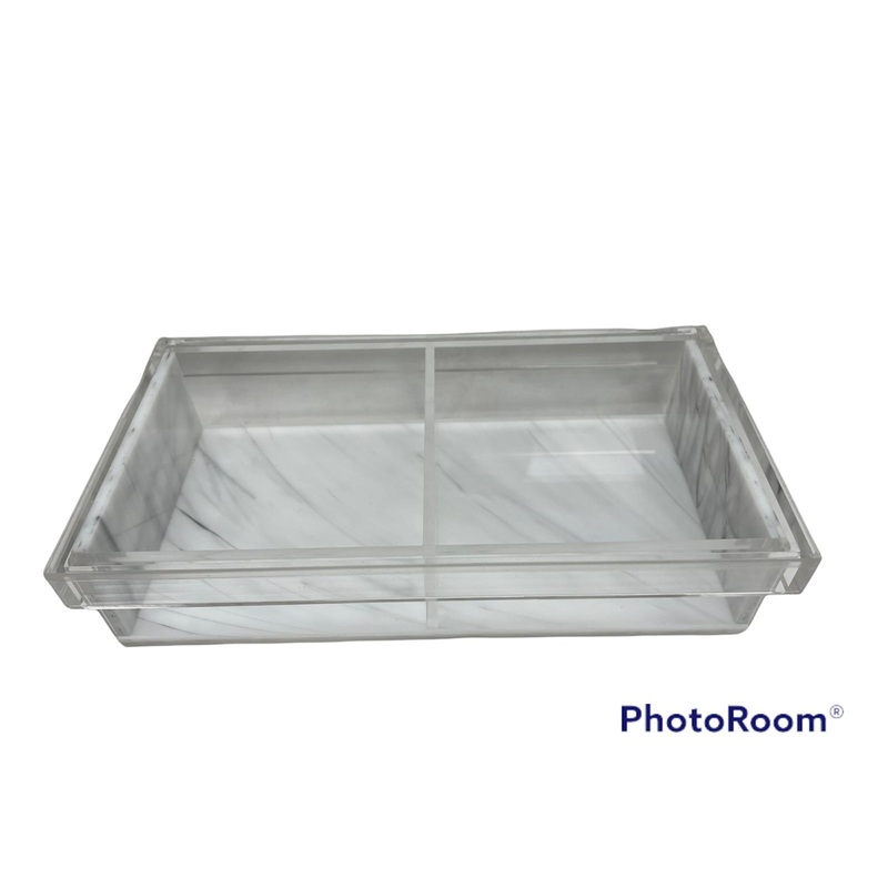 Lucite By Design Grey Marble Low 2 Sectional with Lid