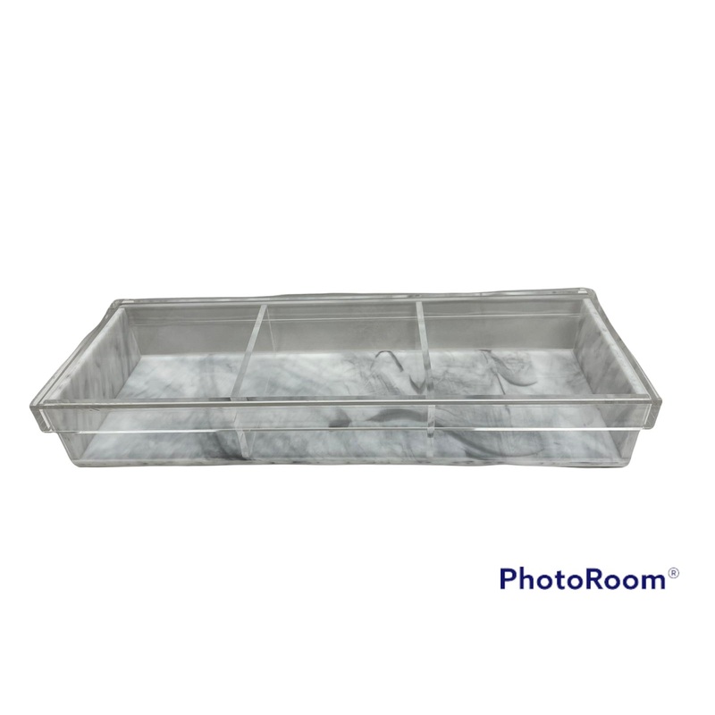 Lucite By Design Grey Marble Low 3 Sectional with Lid