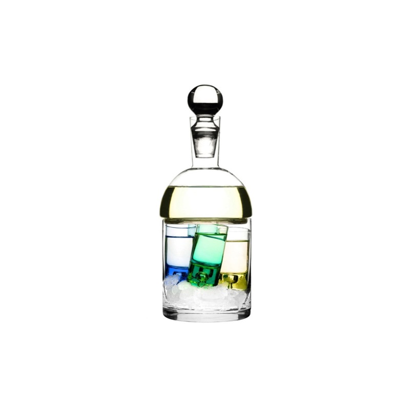 Sagaform Schnapps Carafe and Ice Container with 4 Shot Glass
