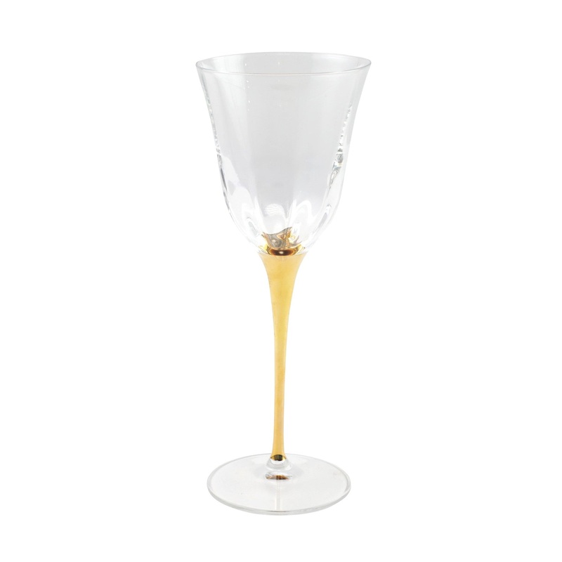 Vietri Optical Gold Stem Wine Glass