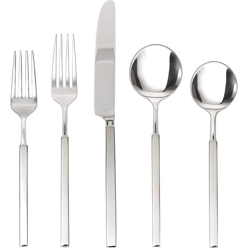 Fortessa Jaxson 18/10 Stainless Steel Flatware, Mirrored Stainless Steel, 20 Piece Place Setting Service for 4