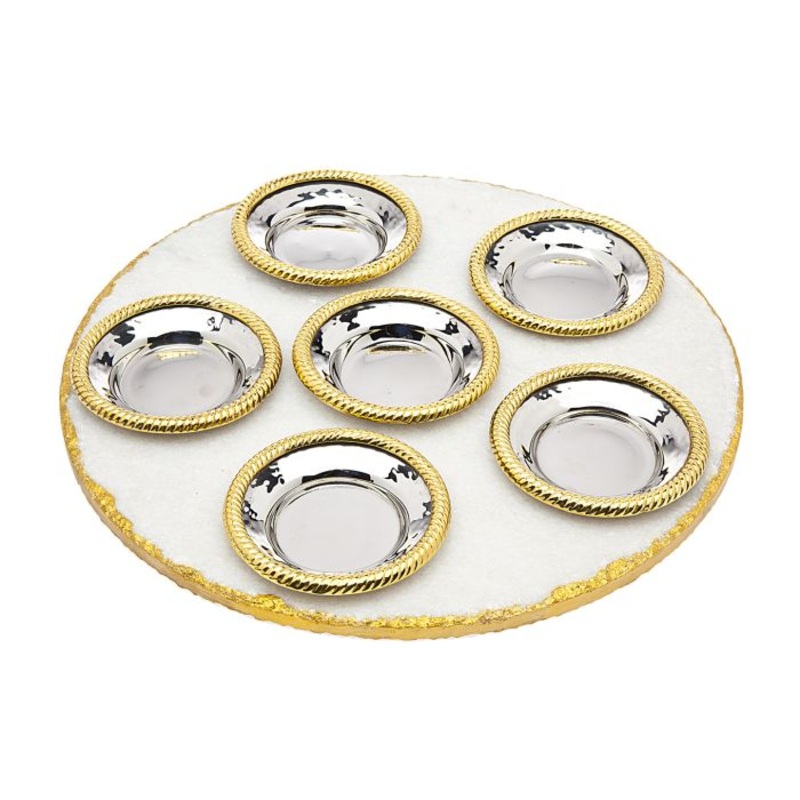 Godinger White Marble with Gold Trim Seder