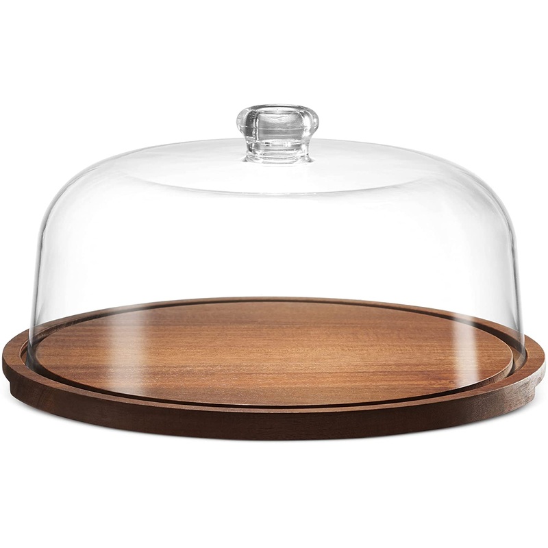 Godinger Wood Tray with Acrylic Dome