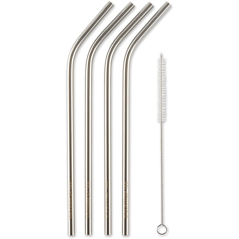 RSVP International Endurance Stainless Steel 8.5" Drink Straws, 4 Count