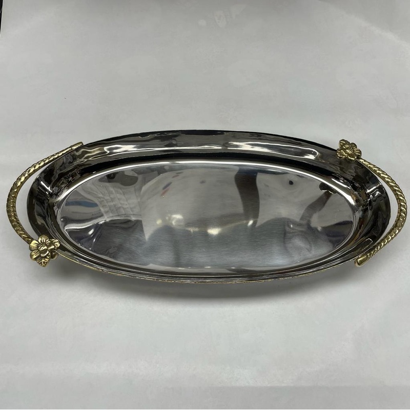 S & S Elegance Oval Twist Handle Tray