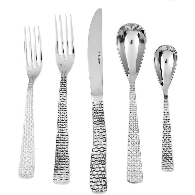 Fortessa Cestino Stainless Steel Flatware, 5 Pc. Place Setting