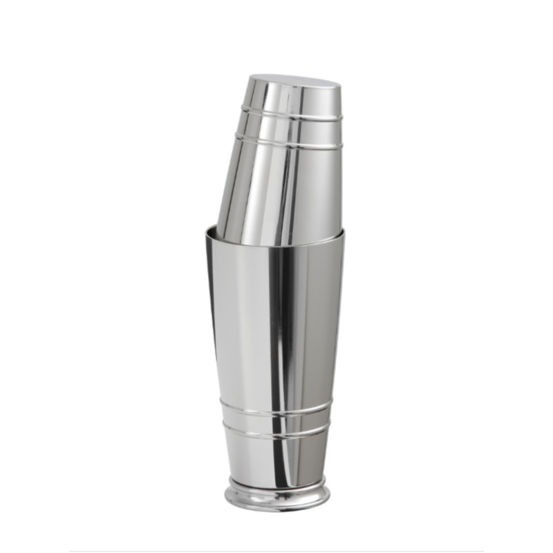 Fortessa Crafthouse 11" Two-Piece Footed Polished Stainless Steel Boston Cocktail Shaker