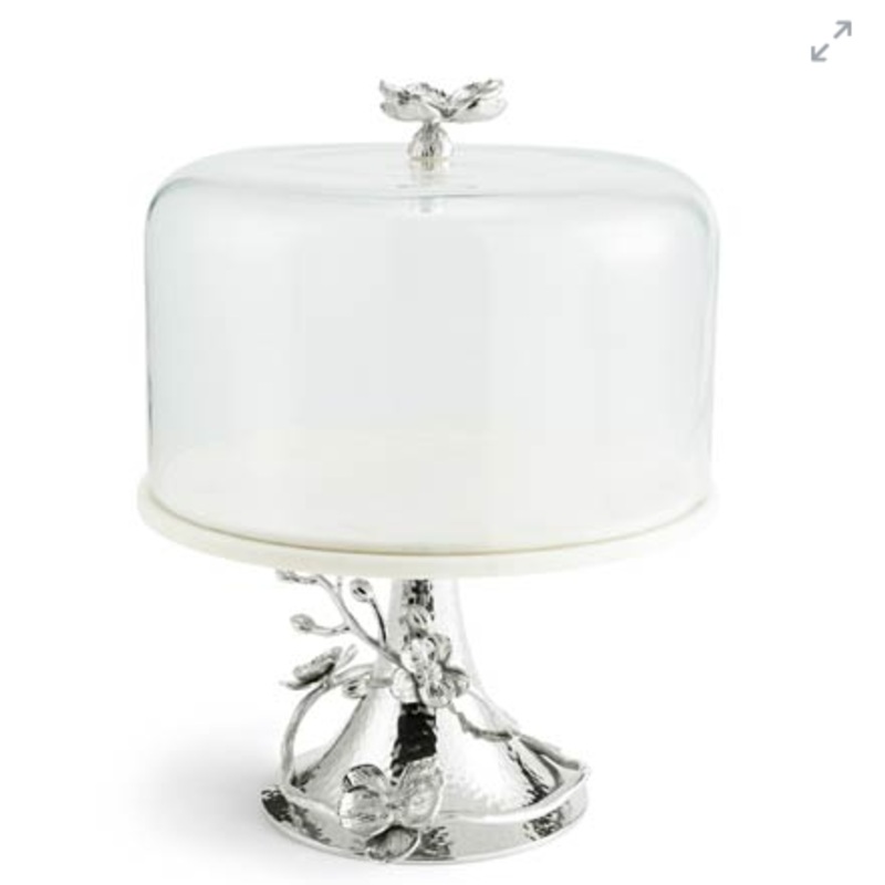 Michael Aram White Orchid Glass Cake Stand w/ Dome