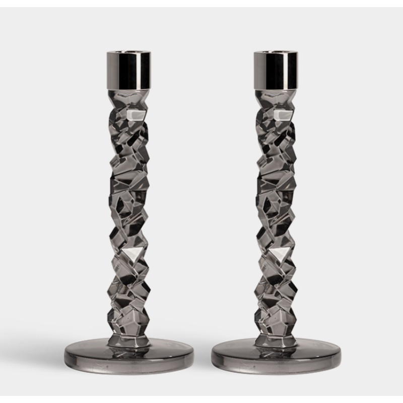 Orrefors  Carat Graphite Anthracite Candlestick, Medium, Pair of 2