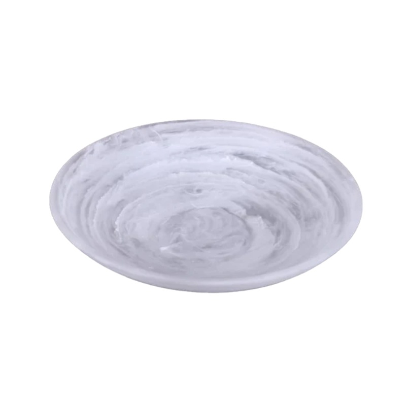 BT Shalom Resin White Swirl Shallow Salad Bowl, Large