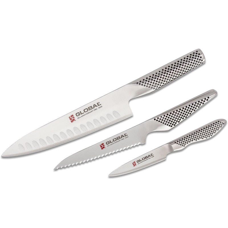 Global G-9638106/AB 35th Anniversary 3 Piece Kitchen Knife Se