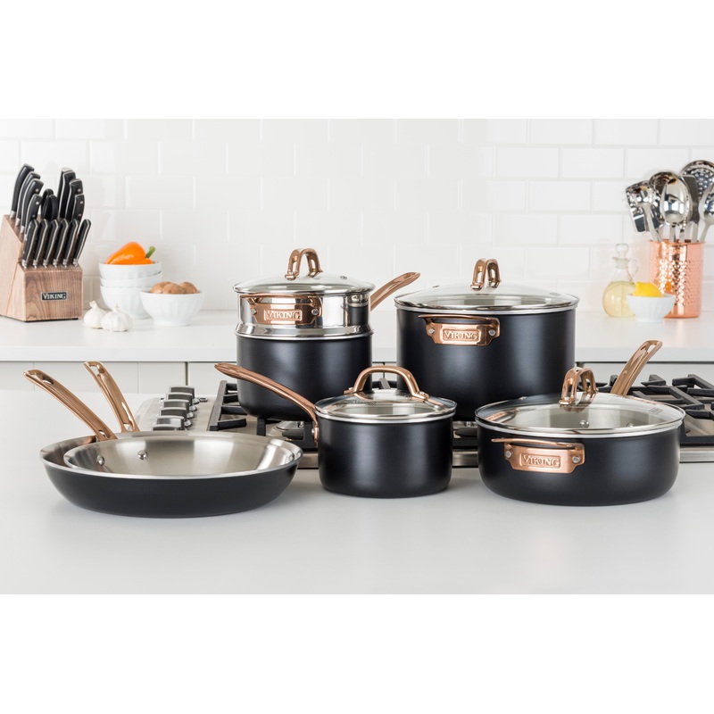 Viking Multi-Ply 3-Ply Matte Black & Copper 11-Piece Cookware Set