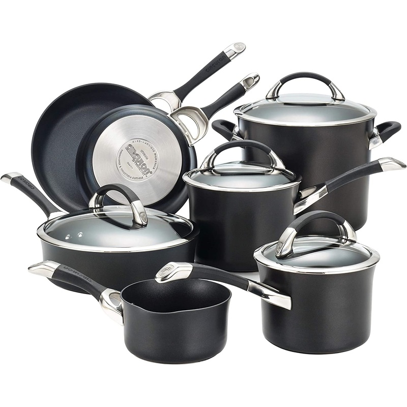 Circulon Symmetry Hard Anodized Nonstick Cookware Pots and Pans Set, 11-Piece, Black