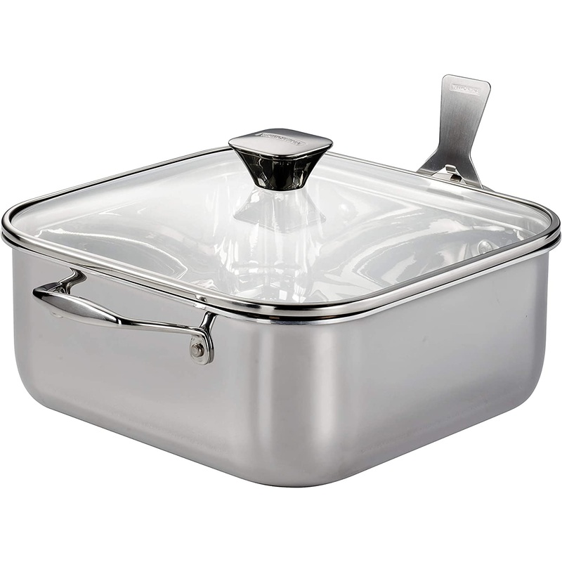 Tramontina Covered Square Roasting Pan Stainless Steel 11 inch 6 Quart