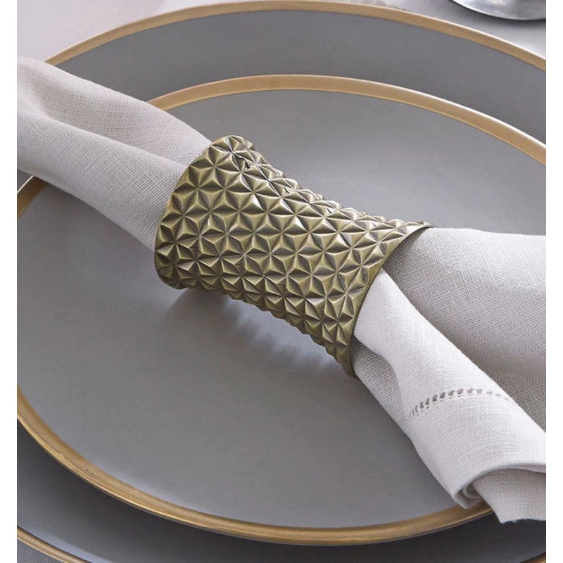 Sferra Facet Napkin Rings Set of 4 Gold & Black