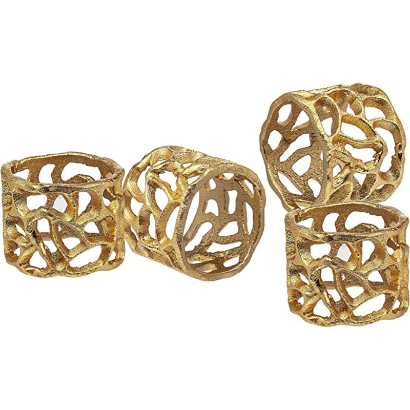 Godinger Coral Gold Napkin Rings, Set/4