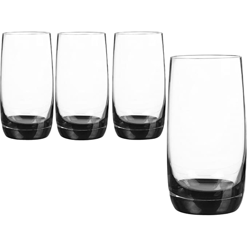 Qualia Highball Ebony Clear/Black Glasses, Set/4