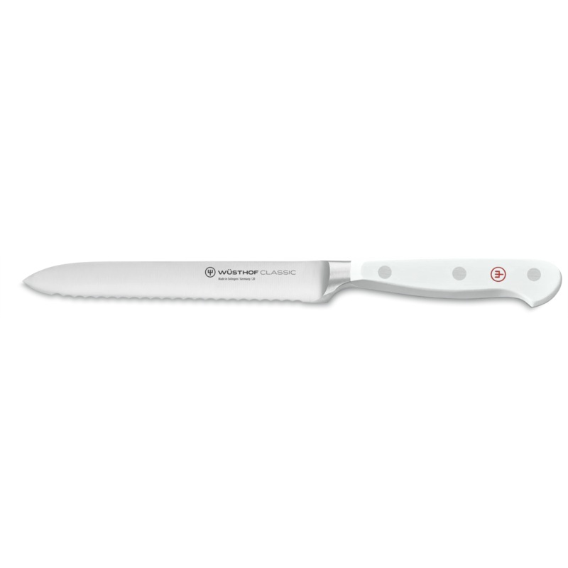 WUSTHOF Classic 5" Serrated Utility Knife, White