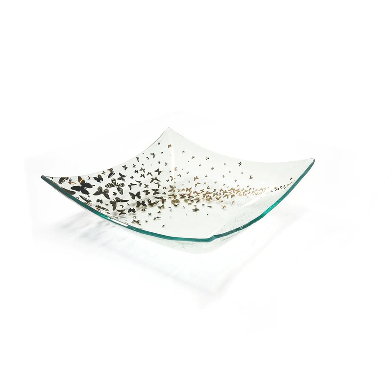 Annieglass Butterfly Square Bowl