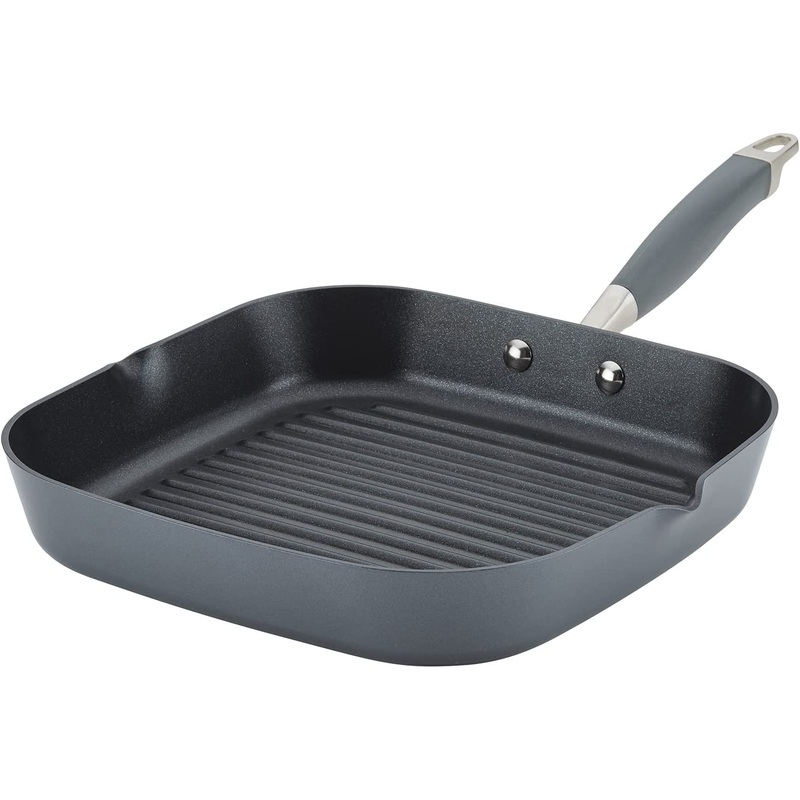 Anolon 11-Inch Deep Square Grill Pan with pour spouts