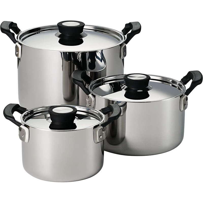 Tramontina Nesting 6 Pc Stainless Steel Tri-Ply Clad Sauce Pan and Stock Pot Set