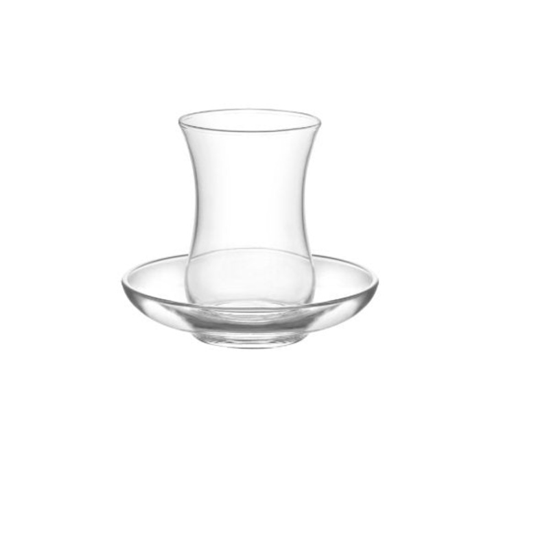 Vikko Glass Tea Cup W/ Glass Saucer, 4 Oz, 6 Pk,