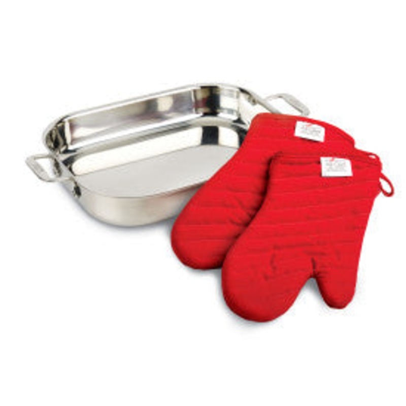 All-Clad, 00830, Gourmet Accessories, Lasagna Pan w/ Mitts, Stainless Steel