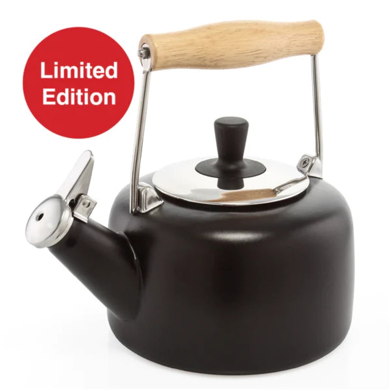 Chantal Sven Enamel on Steel Whistling Teakettle, Matte Black