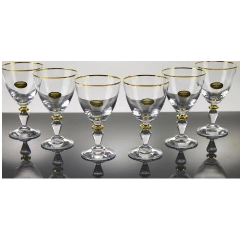 Classic Touch Glim Collection Water Glasses with Gold Accent Set of 6