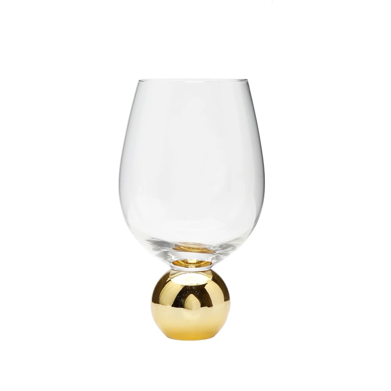 Classic Touch Wine Glasses on Gold Ball Pedestal, Set/6