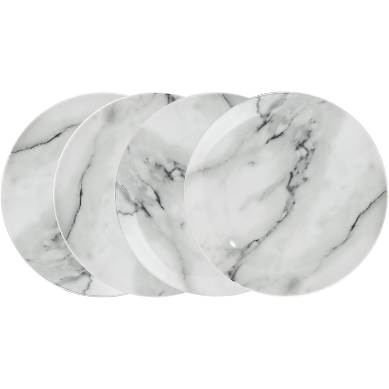 Godinger 7.5" Natural Marble Design Porcelain Salad Plates Set of 4