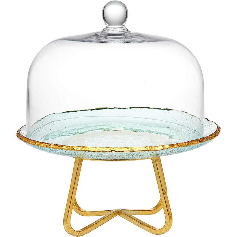 Godinger Harper Cake Serving Tray with Glass Dome Cover Platter Server