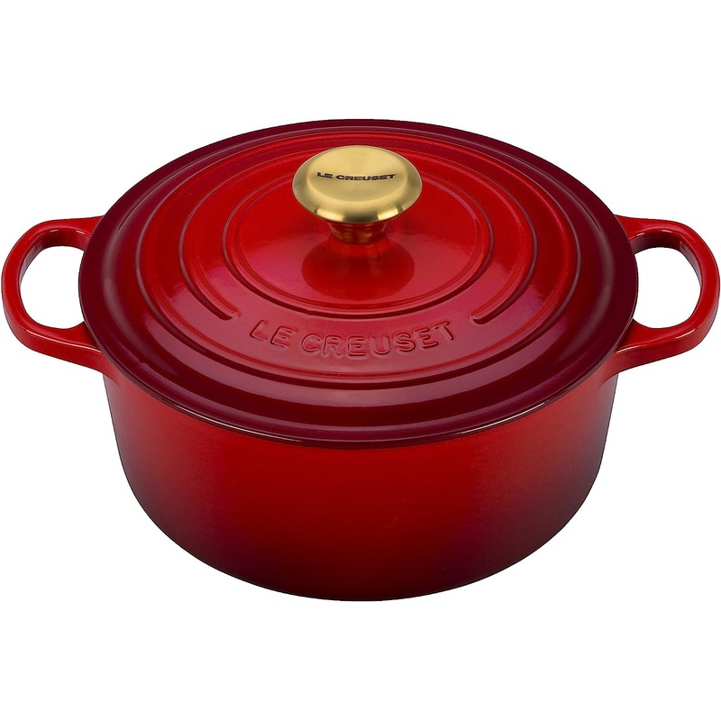 Le Creuset Signature Round Dutch Oven, 4.5 qt. Cerise w/Gold Knob
