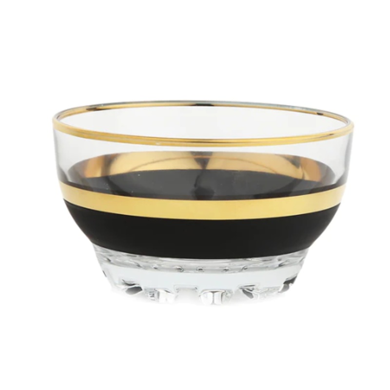 Classic Touch Dessert Bowls with Black and Gold Design Set of 6