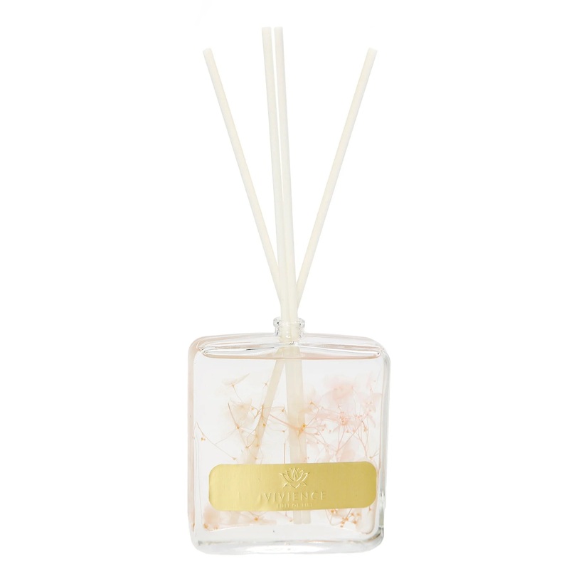 Classic Touch Vivience Clear Bottle, Pink & White Flower, White Reeds