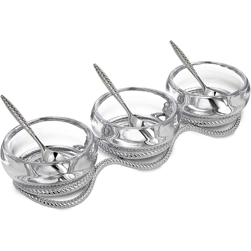 Nambe Braid Triple Condiment Set w/ Spoons