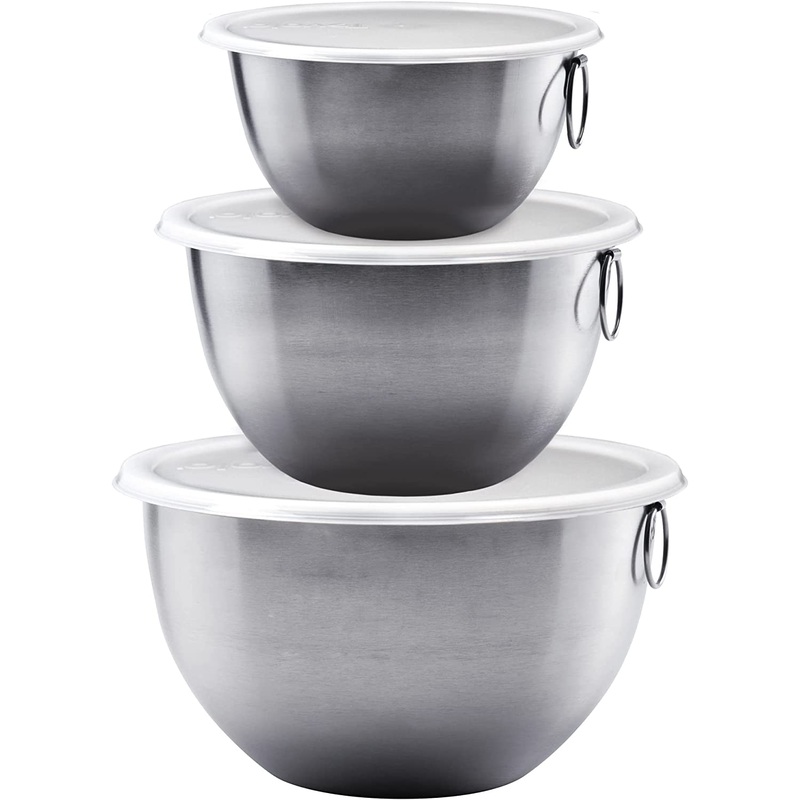 Tovolo Set of 3 Tight Seal Stainless Steel Mixing Bowls