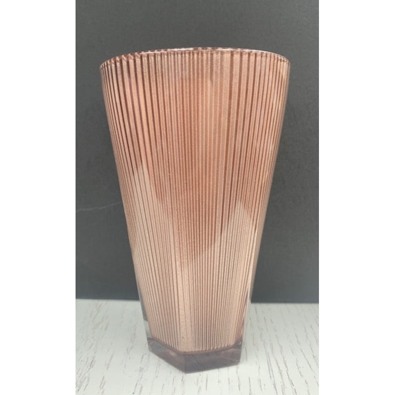 Vietri Accordion Ribbed Tumbler High Ball, Copper