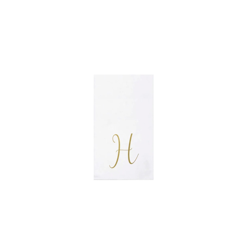 Vietri Papersoft Napkins, Gold Monogram Guest Towels, Pack of 20
