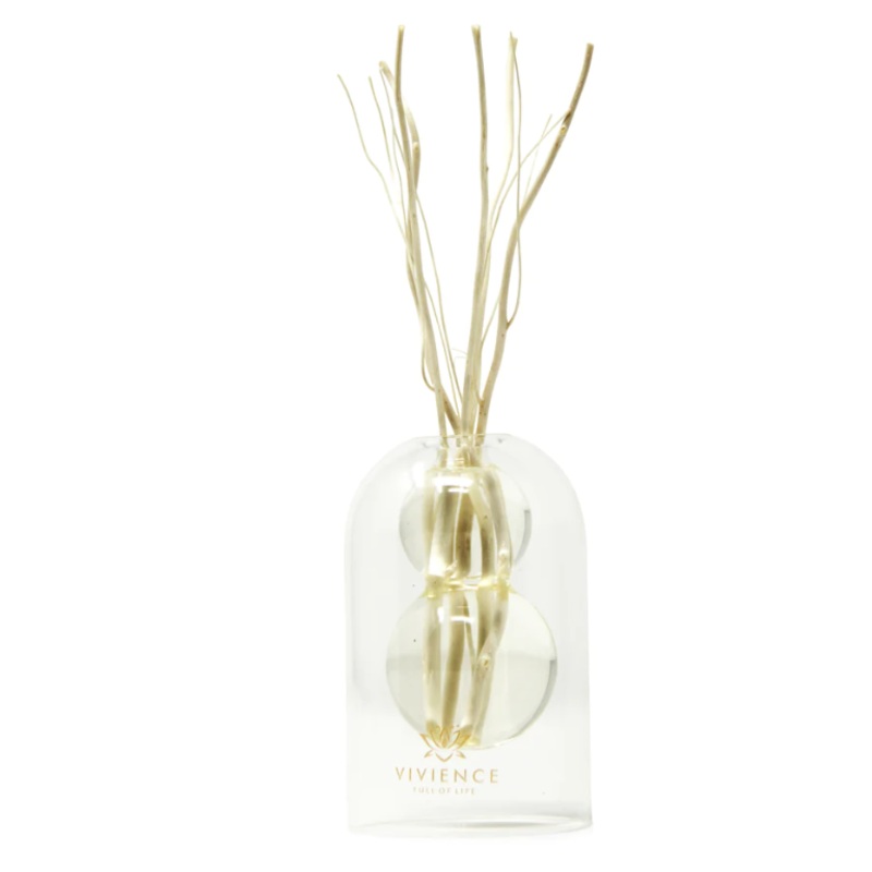 Vivience Clear Reed Diffuser With White Circular Inlay, "Cold Water" Scent