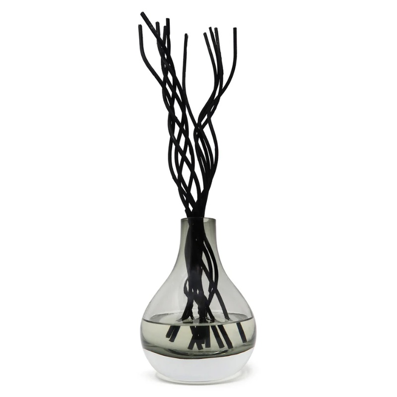 Vivience Grey Tinted Diffuser With Black Curved Reeds, "Zen Tea" Scent